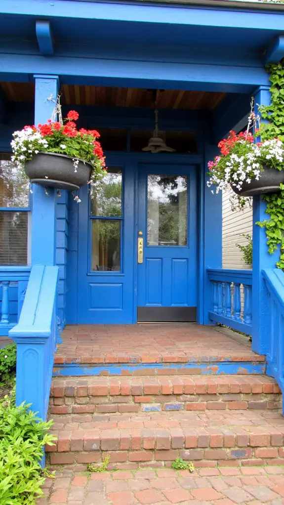 vibrant blue with flowers