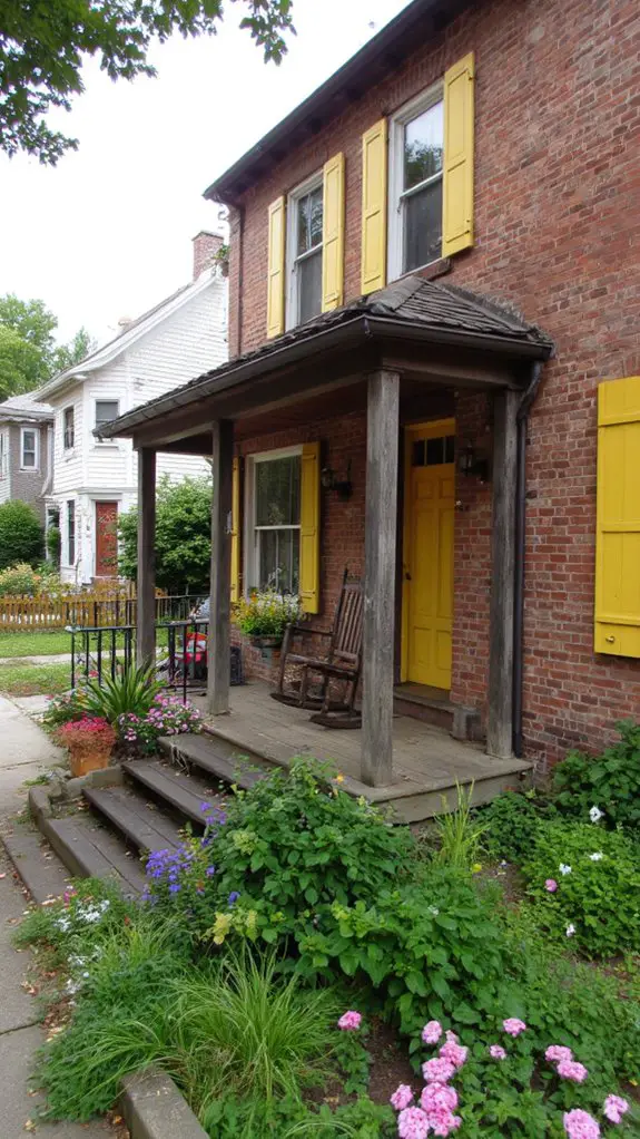 vibrant brick and shutters