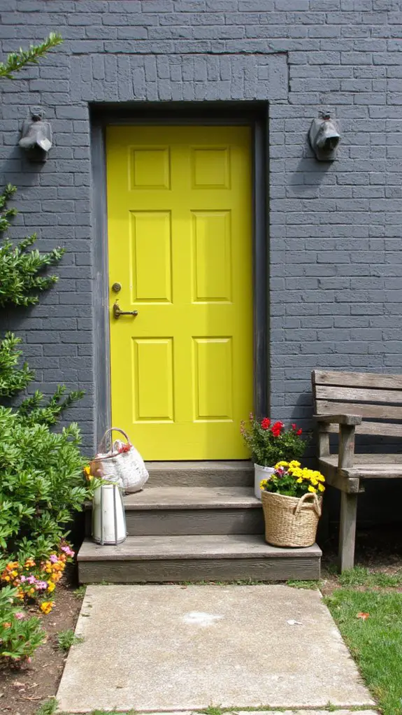 vibrant chartreuse door contrast
