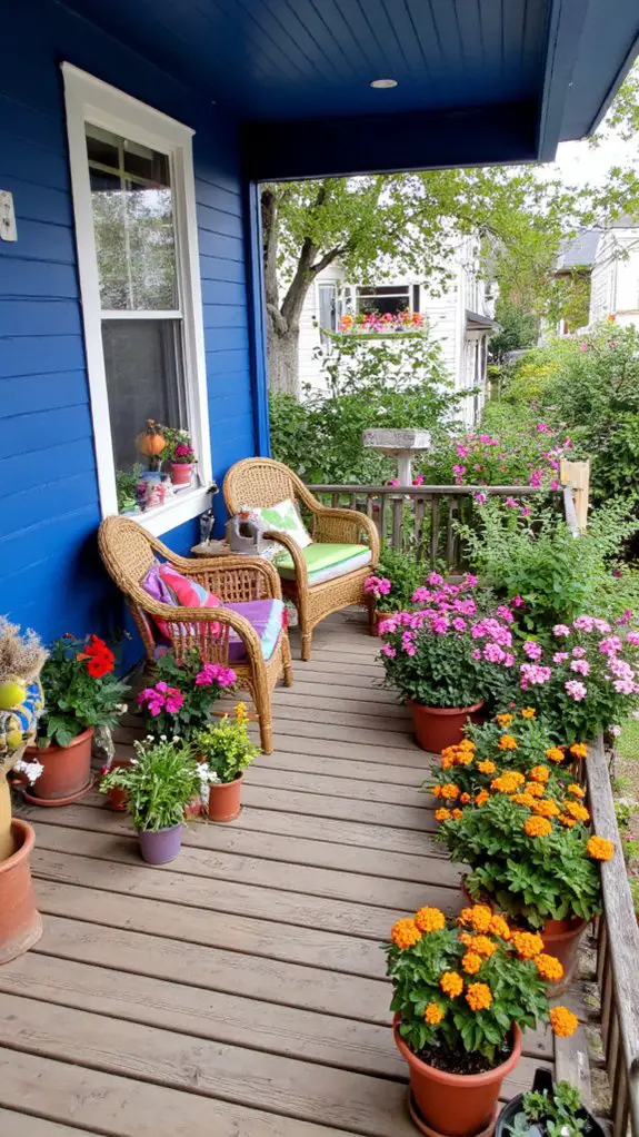 vibrant colorful porch plants