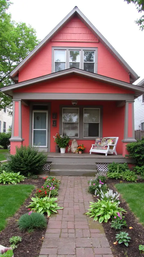 vibrant coral and gray