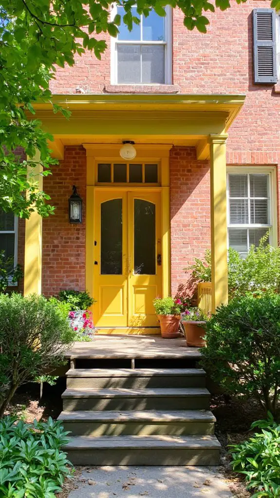 vibrant coral and yellow