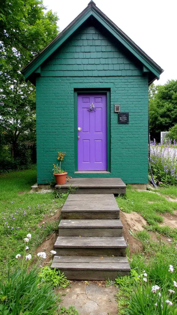 vibrant door amidst tranquility