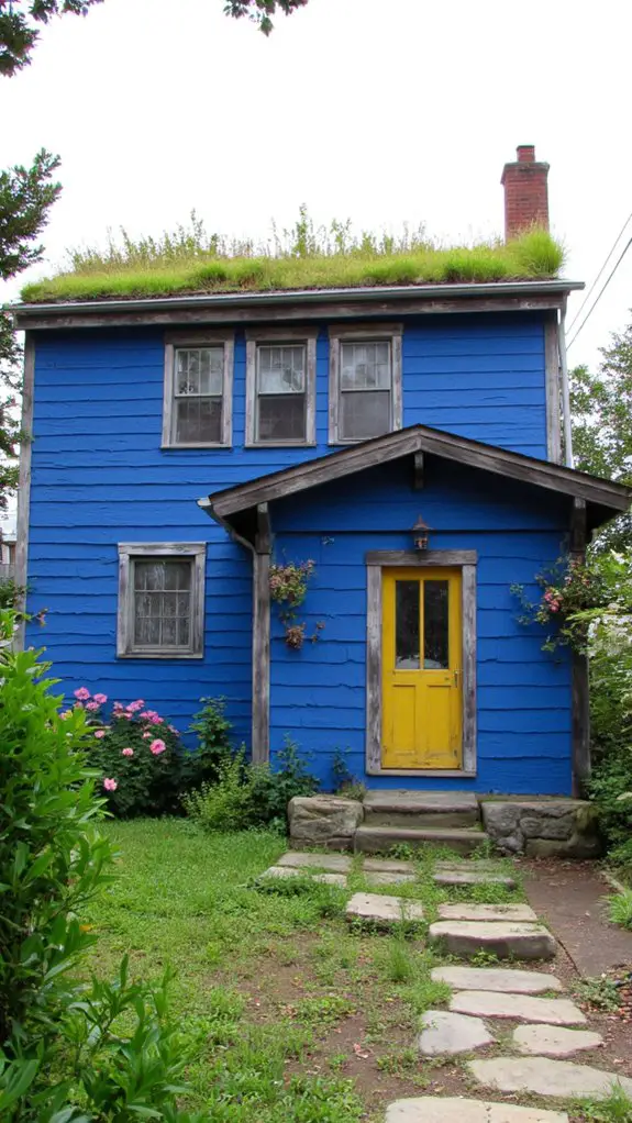 vibrant electric blue roof