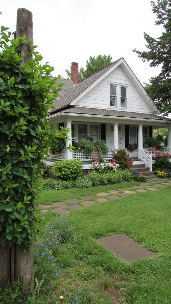 vibrant flower beds enhance charm