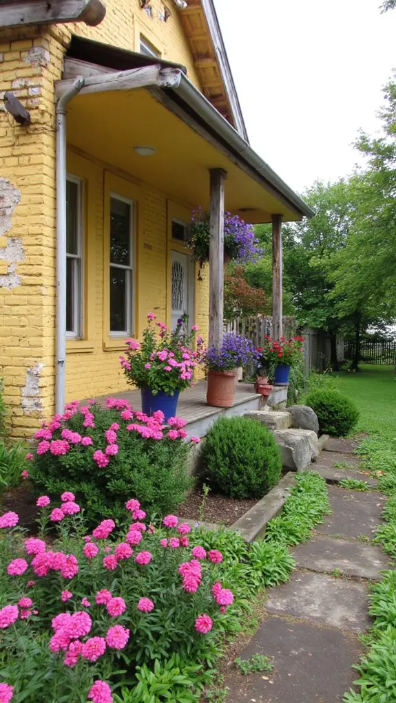 vibrant flowers brighten exterior