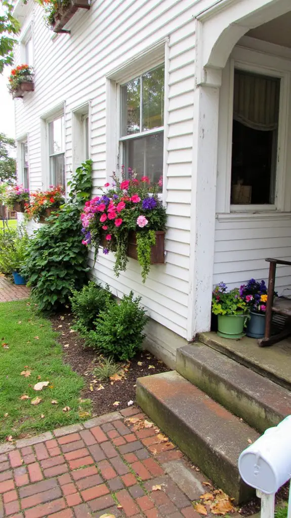 vibrant flowers enhance facade