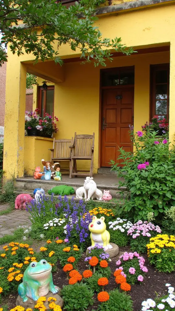 vibrant garden statues enhance charm