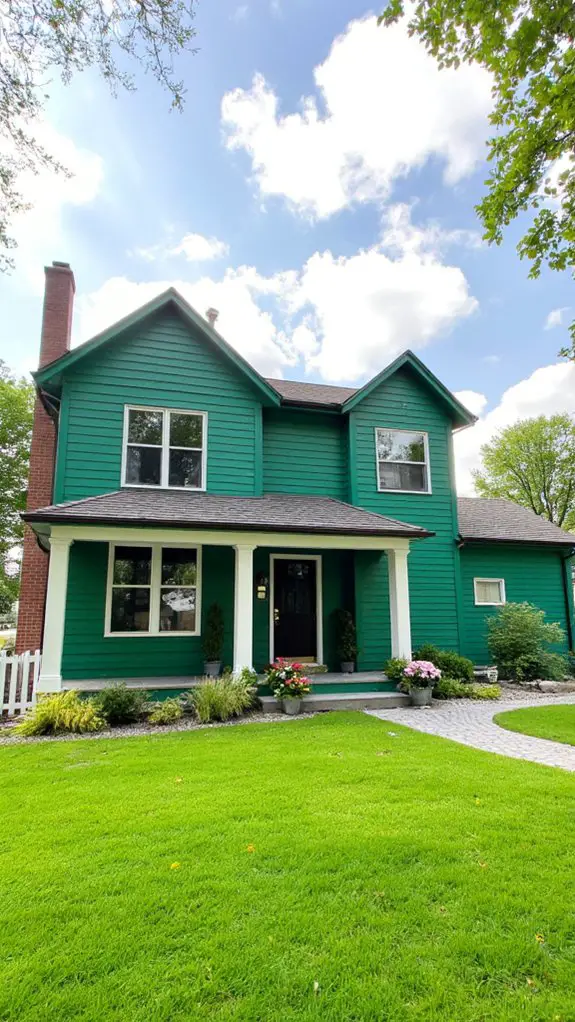vibrant green contemporary farmhouse
