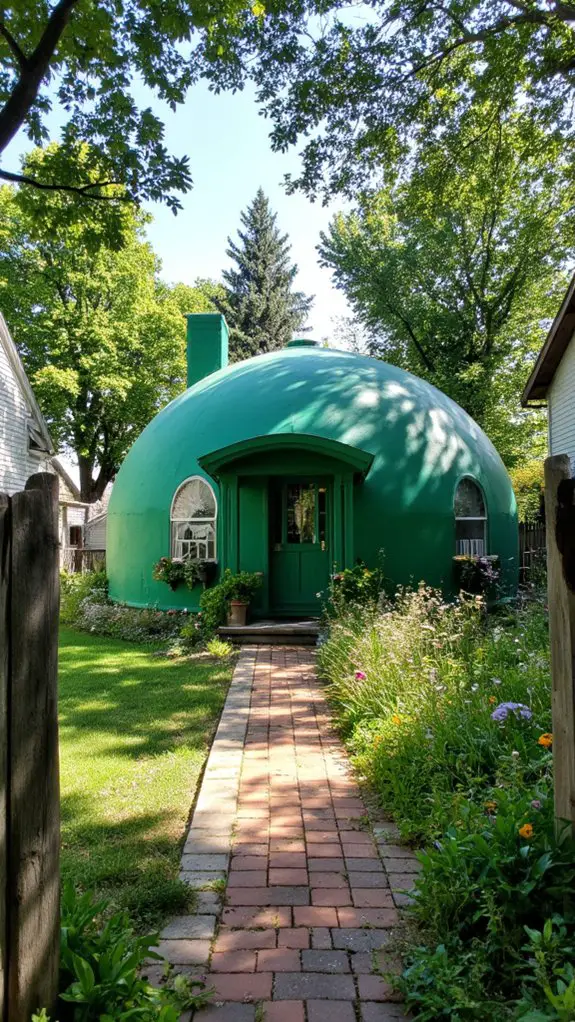 vibrant green dome house