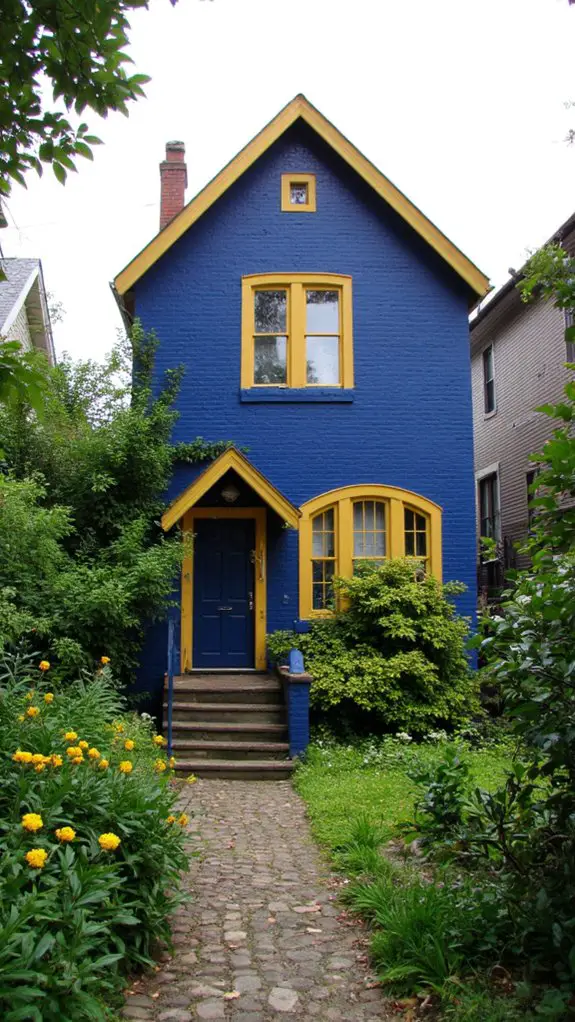 vibrant indigo mustard combination