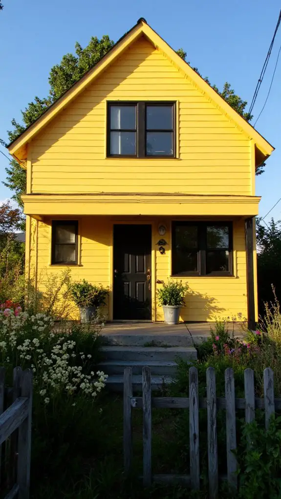 vibrant inviting yellow farmhouse