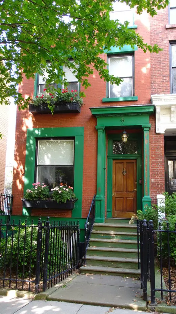 vibrant kelly green townhouse