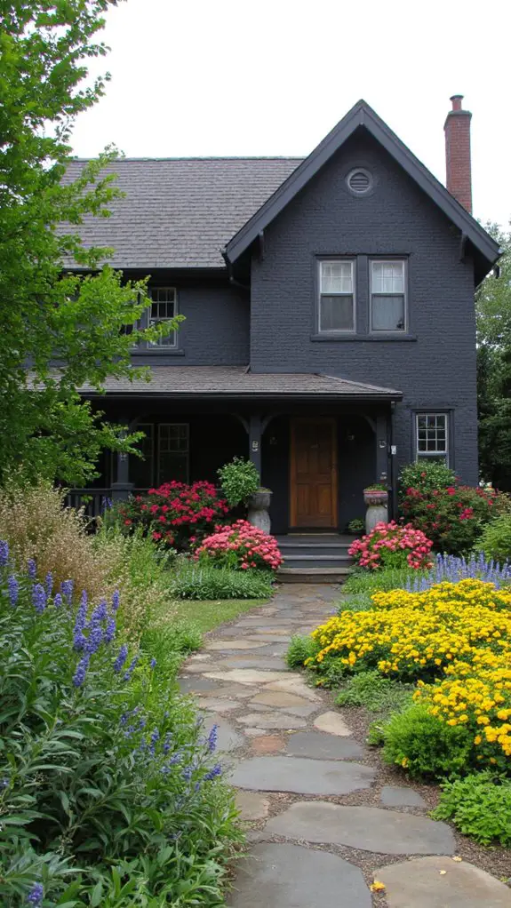 vibrant landscaping enhances contrast