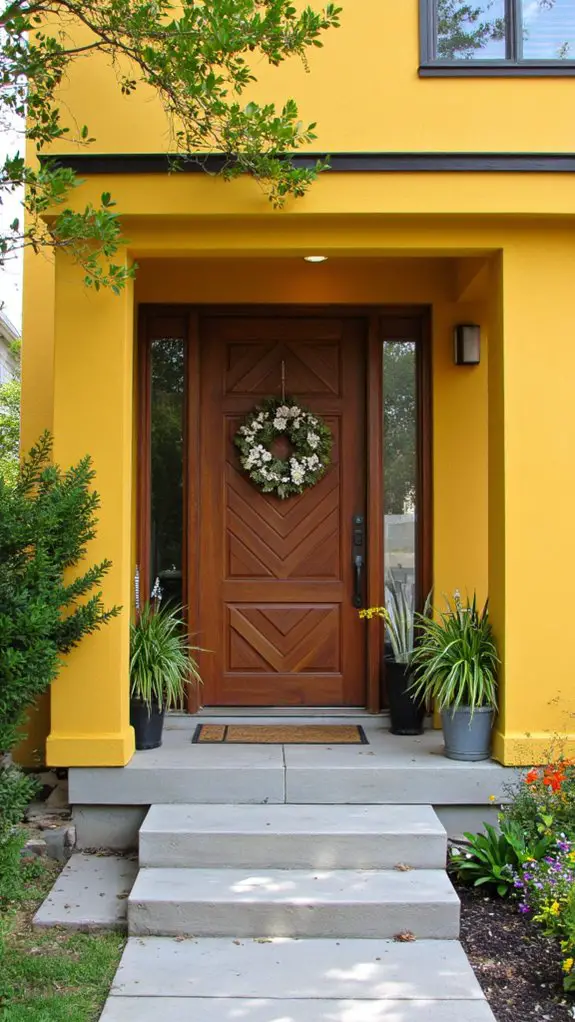 vibrant matte yellow entryway