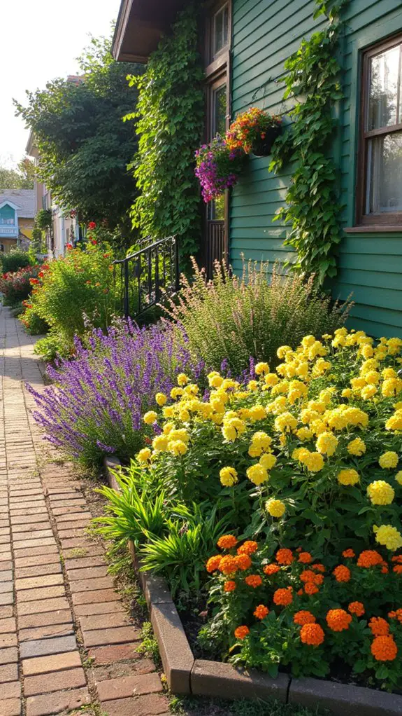 vibrant mixed flower border