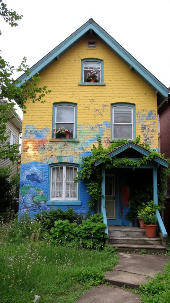 vibrant murals on brick
