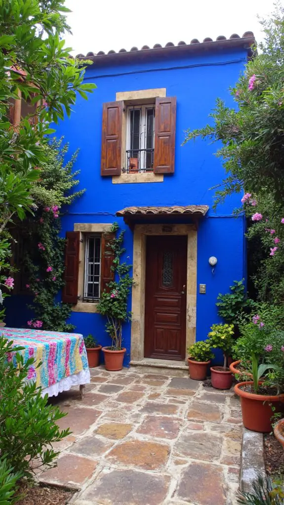 vibrant navy and brown