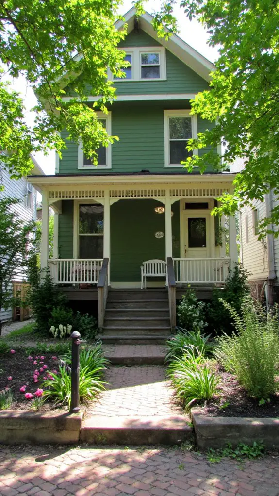 vibrant olive and white