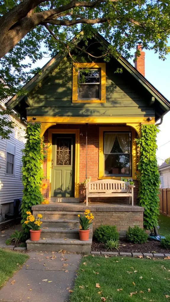 vibrant olive green bungalow