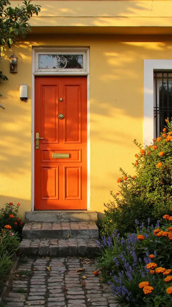 vibrant orange front door