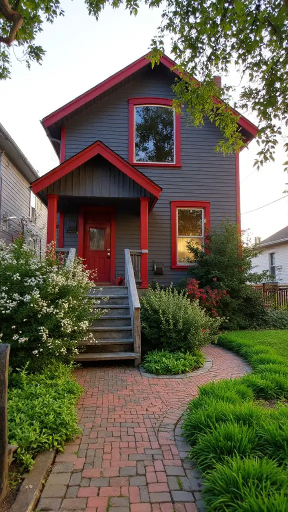 vibrant red accents contrast