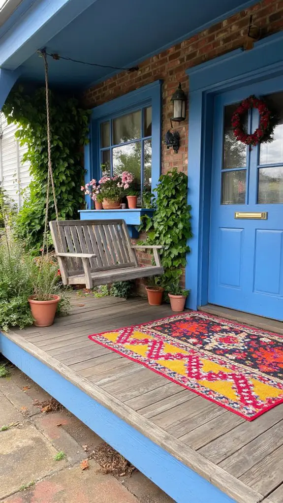 vibrant rugs enhance outdoor charm