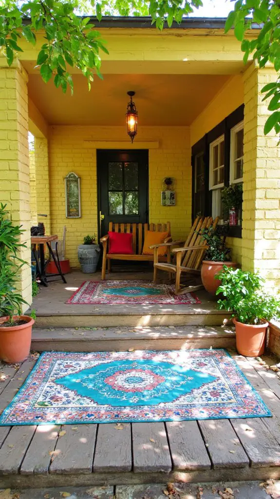 vibrant rugs enhance outdoor charm
