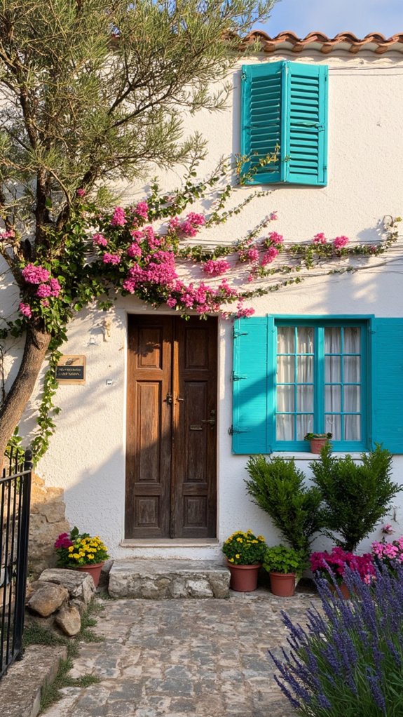 vibrant shutters enhance facades