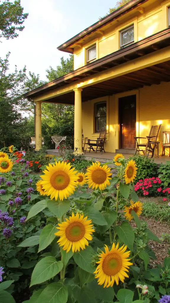 vibrant sunflowers enhance exteriors