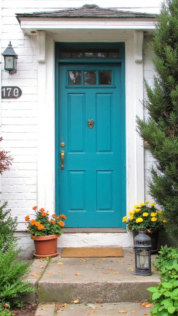 vibrant teal entryway charm