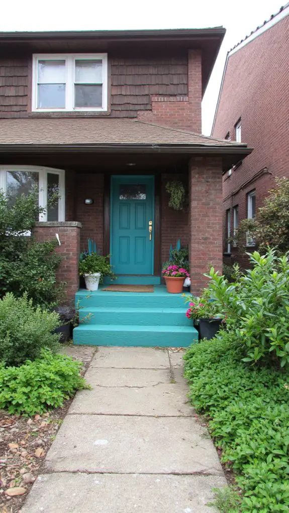 vibrant teal front door