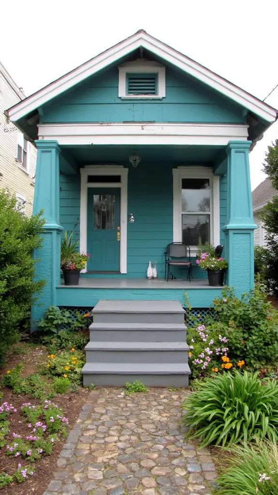 vibrant teal home exterior