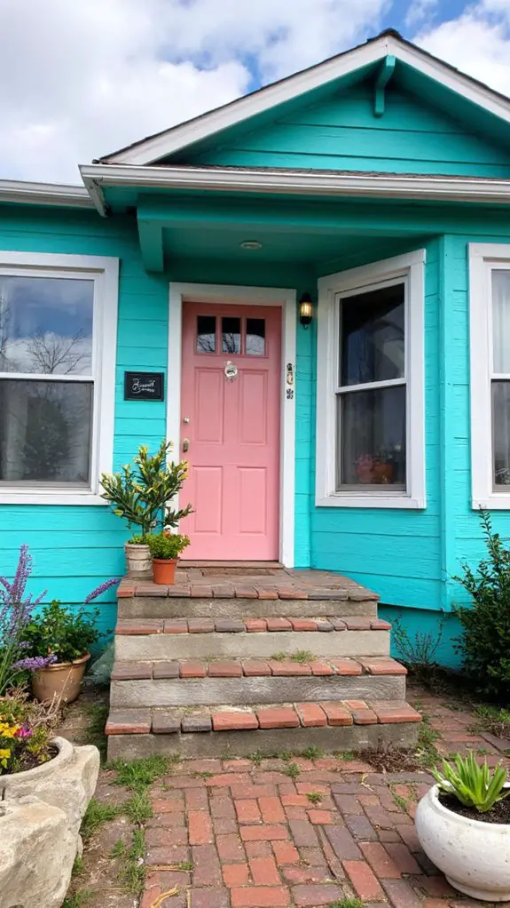 vibrant turquoise and rose