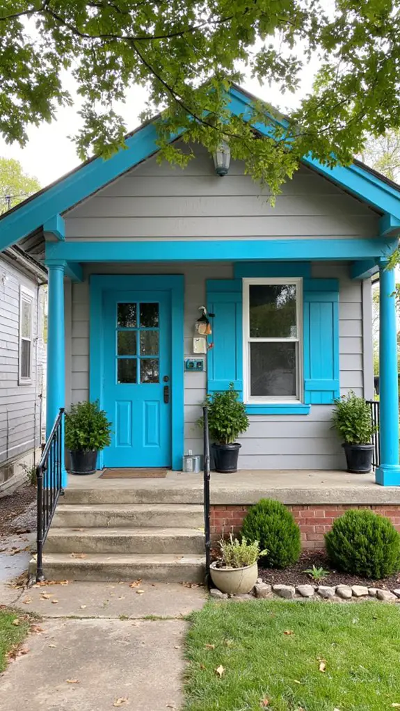 vibrant turquoise exterior accents