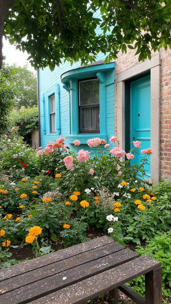 vibrant turquoise flower border