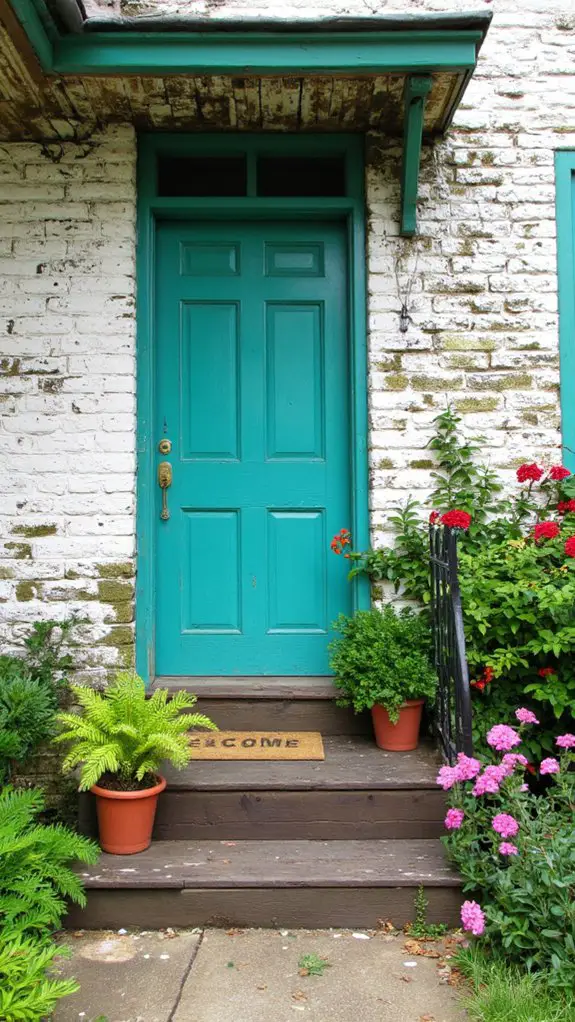 vibrant turquoise front door