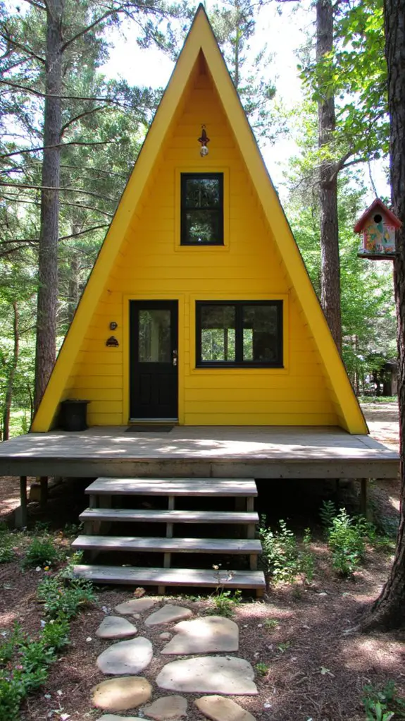 vibrant yellow a frame retreat