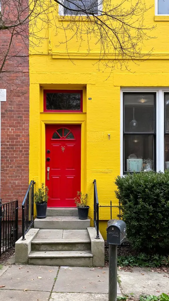 vibrant yellow bold red