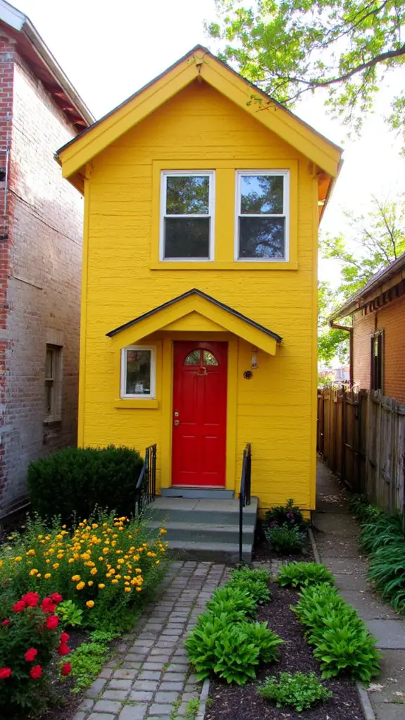 vibrant yellow bold red