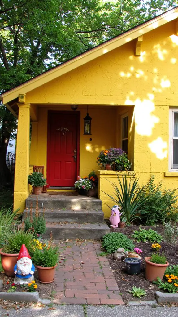 vibrant yellow bold red