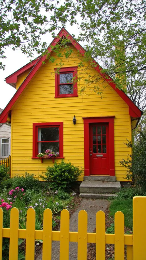 vibrant yellow bold red