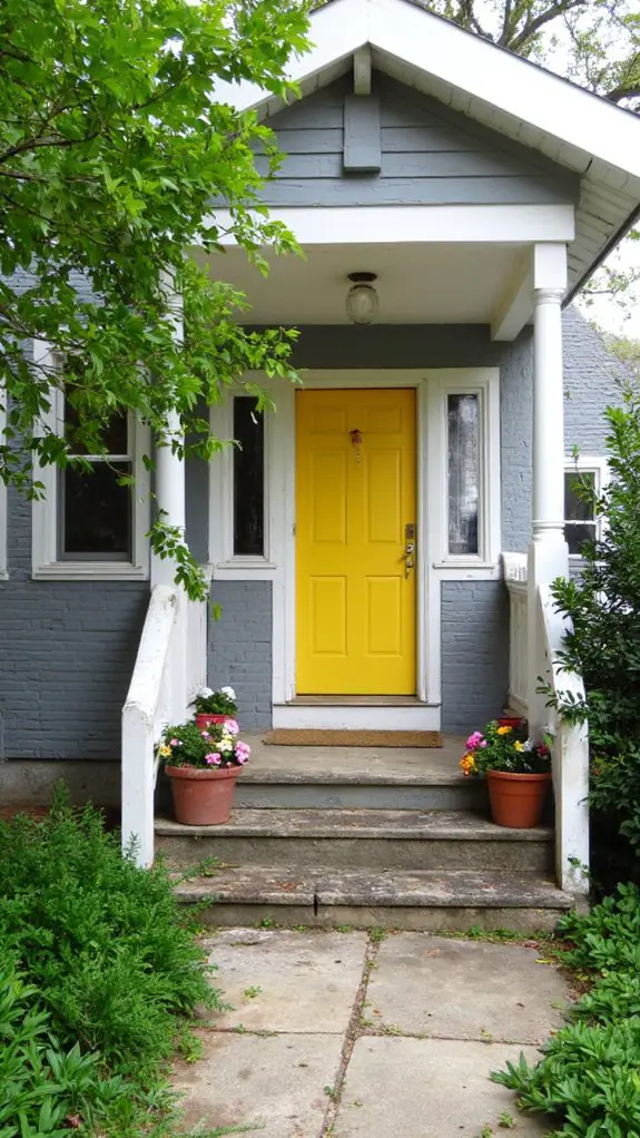 vibrant yellow door contrast