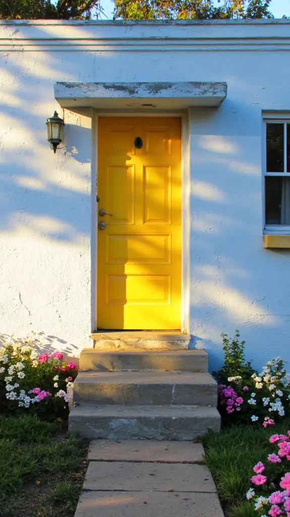 vibrant yellow door contrast