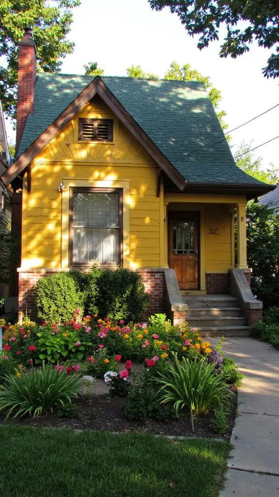 vibrant yellow grounded green