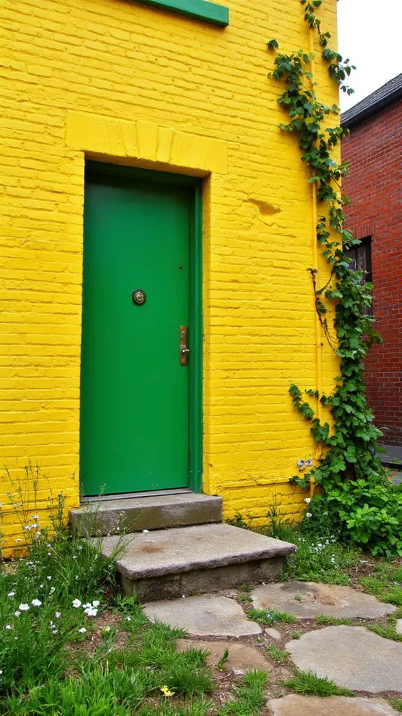 vibrant yellow home entrance