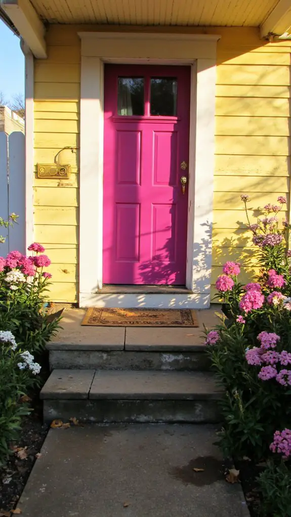 vibrant yellow magenta entrance