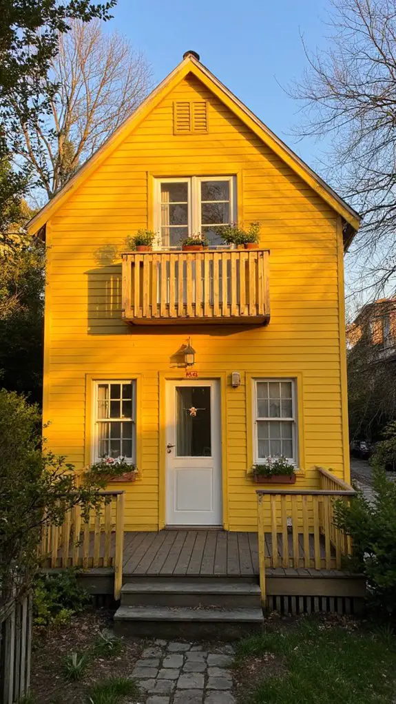 vibrant yellow minimalist balconies