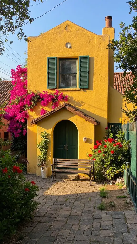 vibrant yellow spanish revival