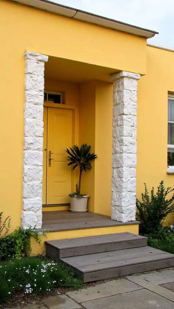 vibrant yellow stone facade
